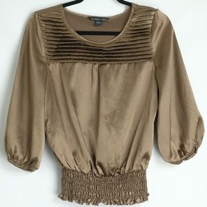 Robert Louis Shiny Brown / Taupe Blouse, Small